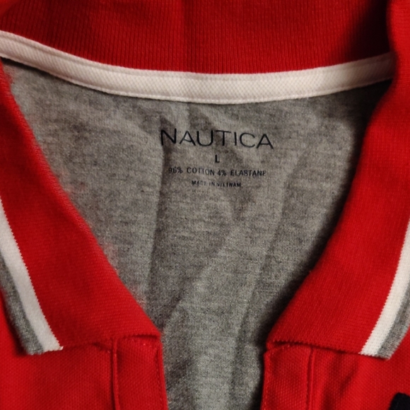 Nautica Red and Gray Polo Shirt - Picture 3 of 6